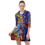Beauty Stained Glass Castle Building Mini Skater Shirt Dress