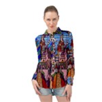 Beauty Stained Glass Castle Building Long Sleeve Chiffon Shirt