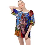 Beauty Stained Glass Castle Building Oversized Chiffon Top
