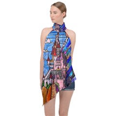 Halter Asymmetric Satin Top 