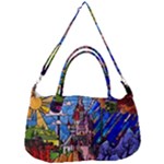 Beauty Stained Glass Castle Building Removable Strap Handbag