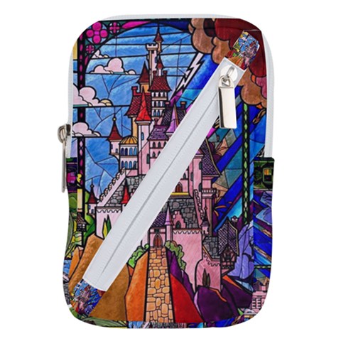 Beauty Stained Glass Castle Building Belt Pouch Bag (Large) from ArtsNow.com