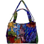 Beauty Stained Glass Castle Building Double Compartment Shoulder Bag