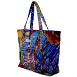 Beauty Stained Glass Castle Building Zip Up Canvas Bag