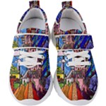 Beauty Stained Glass Castle Building Kids  Velcro Strap Shoes
