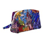 Beauty Stained Glass Castle Building Wristlet Pouch Bag (Medium)