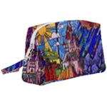 Beauty Stained Glass Castle Building Wristlet Pouch Bag (Large)