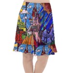 Beauty Stained Glass Castle Building Fishtail Chiffon Skirt