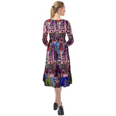 Ruffle End Midi Chiffon Dress 