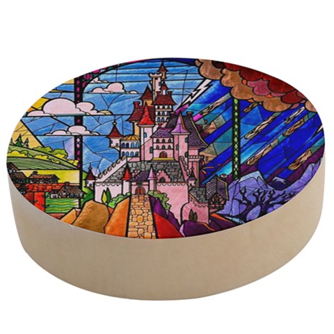 Beauty Stained Glass Castle Building Wooden Bottle Opener (Round) from ArtsNow.com