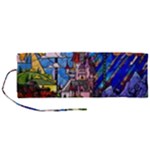 Beauty Stained Glass Castle Building Roll Up Canvas Pencil Holder (M)