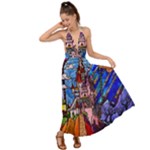 Beauty Stained Glass Castle Building Backless Maxi Beach Dress