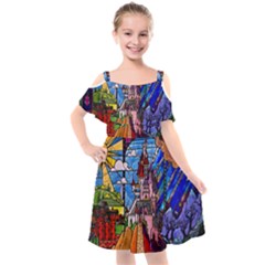 Kids  Cut Out Shoulders Chiffon Dress 