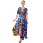 Beauty Stained Glass Castle Building Waist Tie Boho Maxi Dress