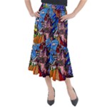 Beauty Stained Glass Castle Building Midi Mermaid Skirt