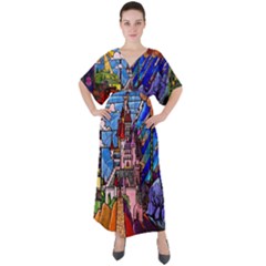 V-Neck Boho Style Maxi Dress 