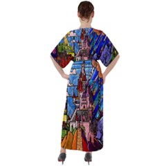 V-Neck Boho Style Maxi Dress 