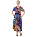 Beauty Stained Glass Castle Building Front Wrap High Low Dress