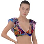 Beauty Stained Glass Castle Building Plunge Frill Sleeve Bikini Top