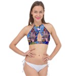 Beauty Stained Glass Castle Building Cross Front Halter Bikini Top