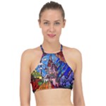 Beauty Stained Glass Castle Building Racer Front Bikini Top