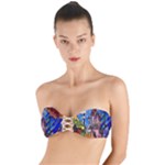 Beauty Stained Glass Castle Building Twist Bandeau Bikini Top