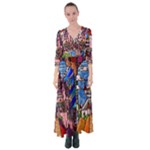 Beauty Stained Glass Castle Building Button Up Maxi Dress