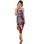 Beauty Stained Glass Castle Building Waist Tie Cover Up Chiffon Dress