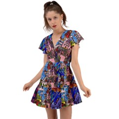 Flutter Sleeve Wrap Dress 