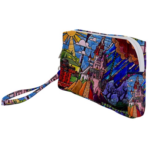 Beauty Stained Glass Castle Building Wristlet Pouch Bag (Small) from ArtsNow.com