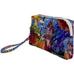 Beauty Stained Glass Castle Building Wristlet Pouch Bag (Small)
