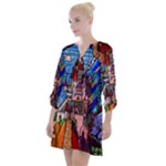 Beauty Stained Glass Castle Building Open Neck Shift Dress