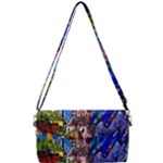 Beauty Stained Glass Castle Building Removable Strap Clutch Bag