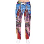 Beauty Stained Glass Castle Building Women Velvet Drawstring Pants