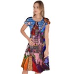 Beauty Stained Glass Castle Building Classic Short Sleeve Dress