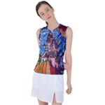 Beauty Stained Glass Castle Building Women s Sleeveless Sports Top
