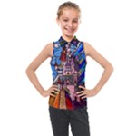 Beauty Stained Glass Castle Building Kids  Sleeveless Polo Tee