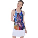 Beauty Stained Glass Castle Building Racer Back Mesh Tank Top