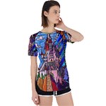 Beauty Stained Glass Castle Building Perpetual Short Sleeve T-Shirt