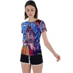 Beauty Stained Glass Castle Building Back Circle Cutout Sports Tee