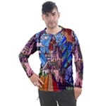 Beauty Stained Glass Castle Building Men s Pique Long Sleeve Tee
