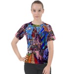 Beauty Stained Glass Castle Building Women s Sport Raglan Tee