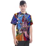 Beauty Stained Glass Castle Building Men s Polo Tee