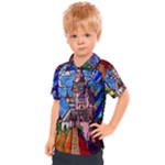 Beauty Stained Glass Castle Building Kids  Polo Tee