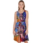 Beauty Stained Glass Castle Building Knee Length Skater Dress With Pockets