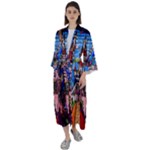 Beauty Stained Glass Castle Building Maxi Satin Kimono