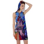 Beauty Stained Glass Castle Building Racer Back Hoodie Dress
