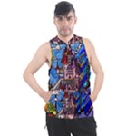 Beauty Stained Glass Castle Building Men s Sleeveless Hoodie