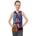 Beauty Stained Glass Castle Building Kids  Sleeveless Hoodie
