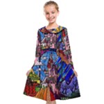 Beauty Stained Glass Castle Building Kids  Midi Sailor Dress